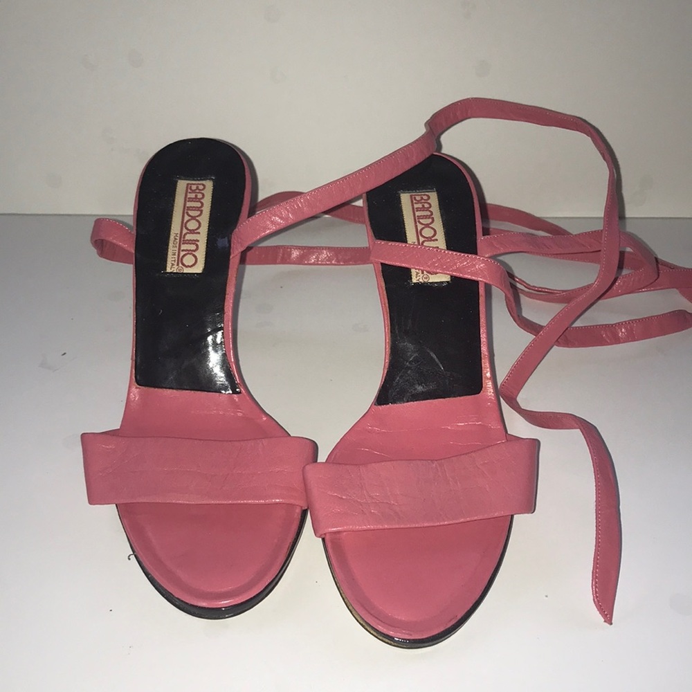 leather tie up heels